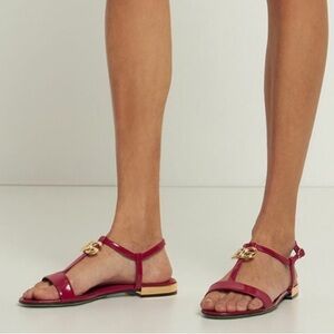 Red Sandals with Minimalist Design and Ankle Strap